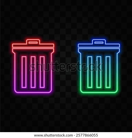 Glowing neon line trash icon can be isolated on black background. Trash can sign. Colorful outline concept..