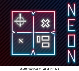 Glowing neon line Treasure map icon isolated on black background. Colorful outline concept. Vector Illustration