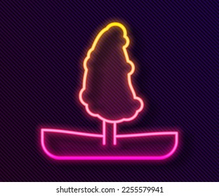 Glowing neon line Tree icon isolated on black background. Forest symbol.  Vector