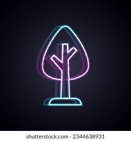 Glowing neon line Tree icon isolated on black background. Forest symbol.  Vector