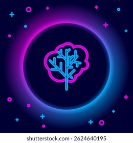 Glowing neon line Tree icon isolated on black background. Forest symbol. Colorful outline concept. Vector
