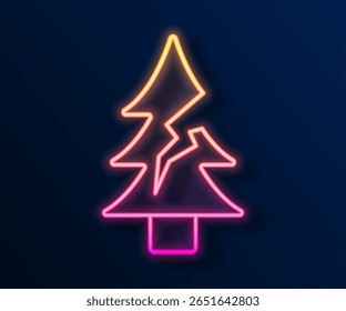 Glowing neon line Tree icon isolated on black background. Forest symbol.  Vector