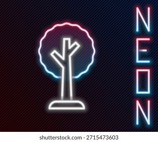 Icono de árbol de línea de neón brillante aislado sobre fondo negro. Símbolo del bosque. Concepto de contorno colorido. Vector
