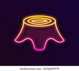 Glowing neon line Tree stump icon isolated on black background.  Vector