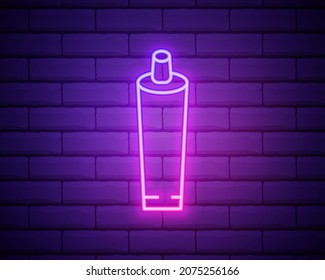 Tubería de neón brillante Tubo de ícono de dentífrico aislado en el fondo de la pared de ladrillo. Ilustración vectorial.