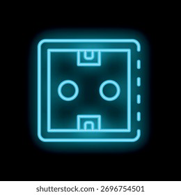 Tipo de linha de neon brilhante do ícone de soquete de energia isolado no plano de fundo preto
