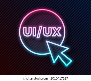 Glowing neon line UI or UX design icon isolated on black background.  Vector