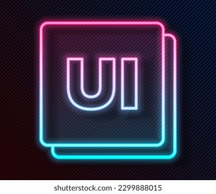 Glowing neon line UI or UX design icon isolated on black background.  Vector