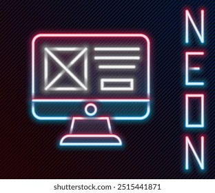 Glowing neon line UI or UX design icon isolated on black background. Colorful outline concept. Vector