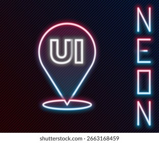 Ícone de design de interface do usuário ou UX de linha de néon brilhante isolado no plano de fundo preto. Conceito de contorno colorido. Vetor