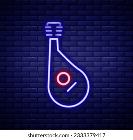 Glowing neon line Ukrainian traditional musical instrument bandura icon isolated on brick wall background. Colorful outline concept. Vector