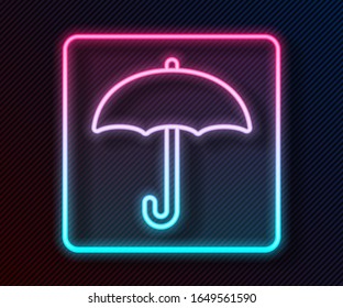 Glowing neon line Umbrella icon isolated on black background. Waterproof icon. Protection, safety, security concept. Water resistant symbol.  Vector Illustration