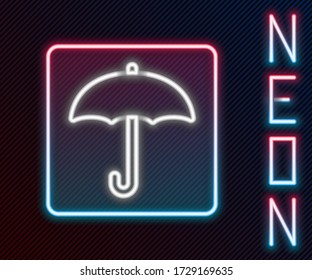 Glowing neon line Umbrella icon isolated on black background. Waterproof icon. Protection, safety, security concept. Water resistant symbol. Colorful outline concept. Vector Illustration