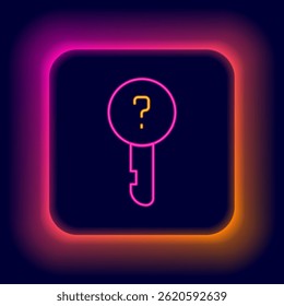 Glowing neon line Undefined key icon isolated on black background. Colorful outline concept. Vector