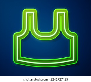 Glowing neon line Undershirt icon isolated on blue background.  Vector