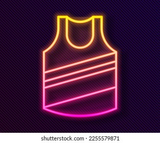 Glowing neon line Undershirt icon isolated on black background.  Vector