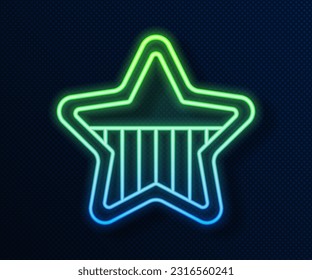 Icono del Día de la Independencia de EE.UU. en la brillante línea de neón aislado en el fondo azul. 4 de julio. País de los Estados Unidos de América.  Vector