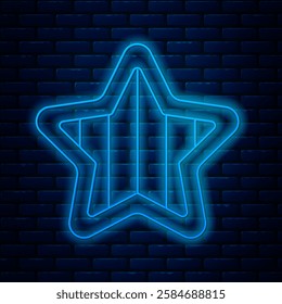 Glowing neon line USA Independence day icon isolated on brick wall background. 4th of July. United States of America country.  Vector