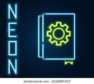 Glowing neon line User manual icon isolated on black background. User guide book. Instruction sign. Read before use. Colorful outline concept. Vector