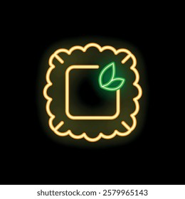 Glowing neon line vegan food icon isolated on black background, a vegetarian product symbol, vector illustration