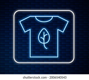 Glowing neon line Vegan shirt icon isolated Glowing neon line background.  Vector
