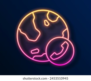 Glowing neon line Video chat conference icon isolated on black background. Online meeting work form home. Remote project management.  Vector
