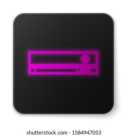 Glowing neon line Video game console icon isolated on white background. Black square button. Vector Illustration