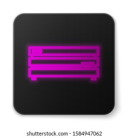 Glowing neon line Video game console icon isolated on white background. Black square button. Vector Illustration