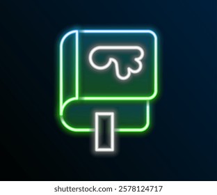 Glowing neon line Viking book icon isolated on black background. Colorful outline concept. Vector