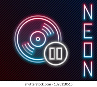 Glowing neon line Vinyl disk icon isolated on black background. Colorful outline concept. Vector Illustration