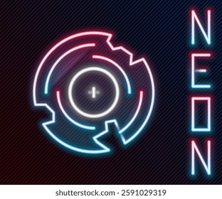 Glowing neon line Vinyl disk icon isolated on black background. Colorful outline concept. Vector