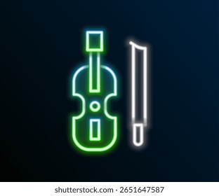 Glowing neon line Violin icon isolated on black background. Musical instrument. Colorful outline concept. Vector