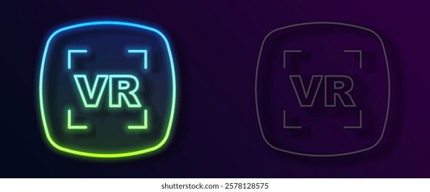 Glowing neon line Virtual reality icon isolated on black background. Futuristic VR head-up display design.  Vector