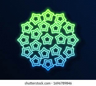 Glowing neon line Virus icon isolated on blue background. Corona virus 2019-nCoV. Bacteria and germs, cell cancer, microbe, fungi.  Vector Illustration