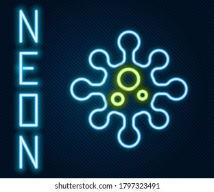 Glowing neon line Virus icon isolated on black background. Corona virus 2019-nCoV. Bacteria and germs, cell cancer, microbe, fungi. Colorful outline concept. Vector Illustration