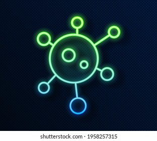 Glowing neon line Virus icon isolated on blue background. Corona virus 2019-nCoV. Bacteria and germs, cell cancer, microbe, fungi.  Vector Illustration