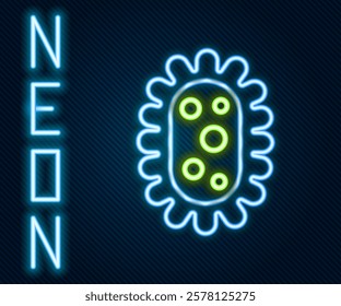 Glowing neon line Virus icon isolated on black background. Corona virus 2019-nCoV. Bacteria and germs, cell cancer, microbe, fungi. Colorful outline concept. Vector Illustration