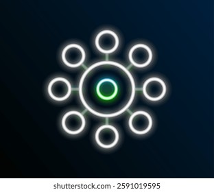 Glowing neon line Virus icon isolated on black background. Corona virus 2019-nCoV. Bacteria and germs, cell cancer, microbe, fungi. Colorful outline concept. Vector