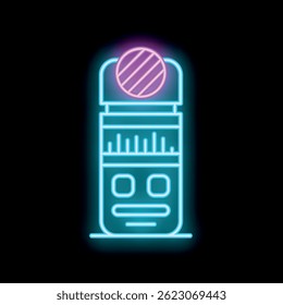 Glowing neon line voice recognition icon isolated on black background voice assistant symbol vector illustration