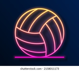 Glowing neon line Volleyball ball icon isolated on black background. Sport equipment.  Vector