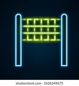 Glowing neon line Volleyball net icon isolated on black background. Colorful outline concept. Vector