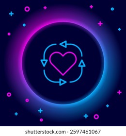 Glowing neon line Volunteer icon isolated on black background. Colorful outline concept. Vector