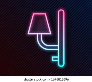 Icono de la pared de neón brillante aislado en fondo negro. Luz de pared.  Ilustración vectorial