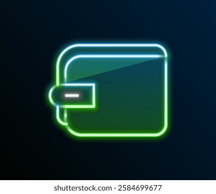 Glowing neon line Wallet icon isolated on black background. Purse icon. Cash savings symbol. Colorful outline concept. Vector