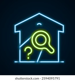 Glowing neon line Warehouse check icon isolated on black background. Colorful outline concept. Vector