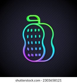 Glowing neon line Washcloth icon isolated on black background. Bath house sauna washcloth sign. Item for pleasure and relaxing.  Vector