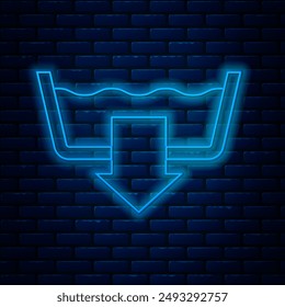 Glowing neon line Washing modes icon isolated on brick wall background. Temperature wash.  Vector