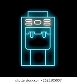 Glowing neon line water cooler for office and home on black background icon illustration. Vector graphic