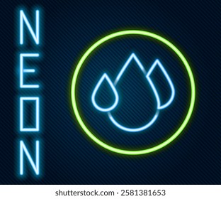 Glowing neon line Water drop icon isolated on black background. Colorful outline concept. Vector
