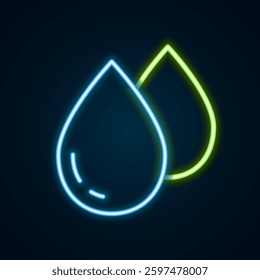 Glowing neon line Water drop icon isolated on black background. Colorful outline concept. Vector